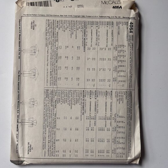 McCall's Pattern 4054 Uncut Brooke Series Jumpsuits (S, 10-12) - Picture 2 of 2